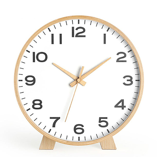 Minimalistische Tischuhr aus hellem Holz