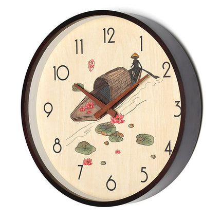 Wanduhr Holz mit Bambus Motiv