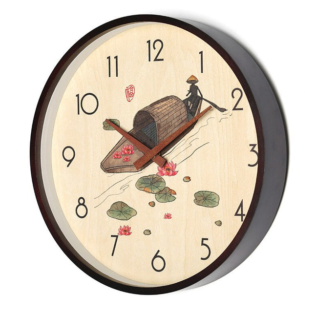 Wanduhr Holz mit Bambus Motiv