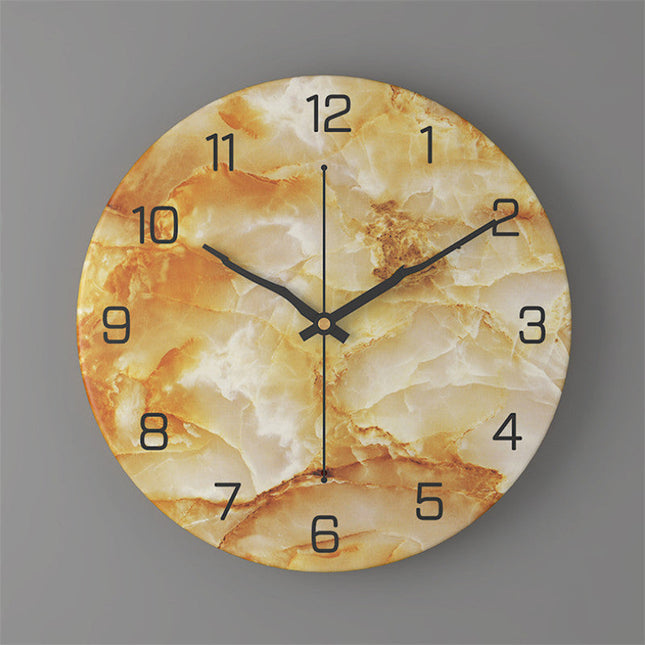 Design Wanduhr moderne Marmor-Holzoptik