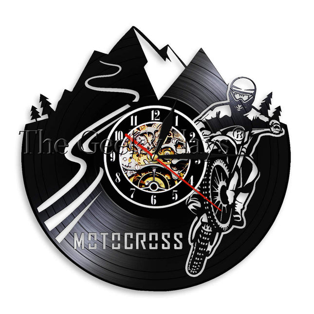 Motorrad Schallplattenuhr im Ketten-Design