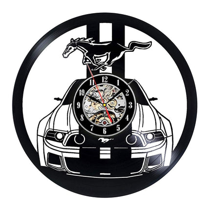 Mustang Auto Schallplattenuhr für Autofans Geschenk