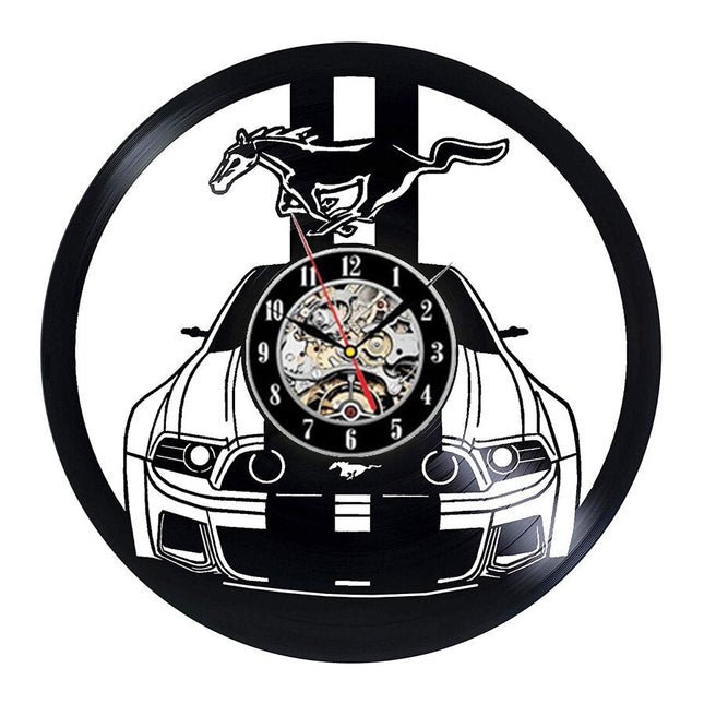 Mustang Auto Schallplattenuhr für Autofans Geschenk