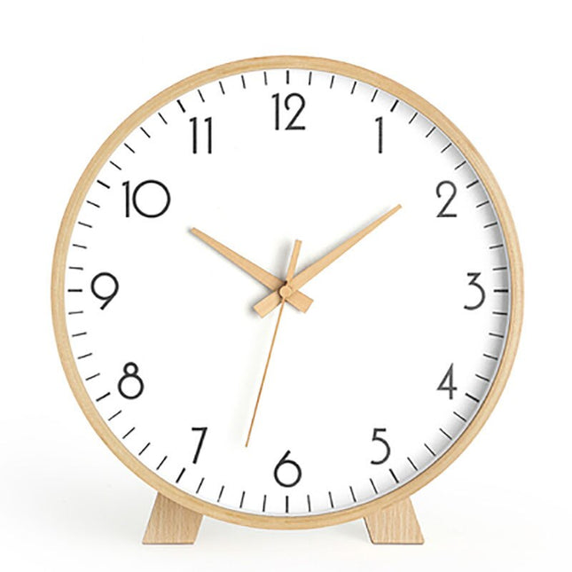 Minimalistische Tischuhr aus hellem Holz