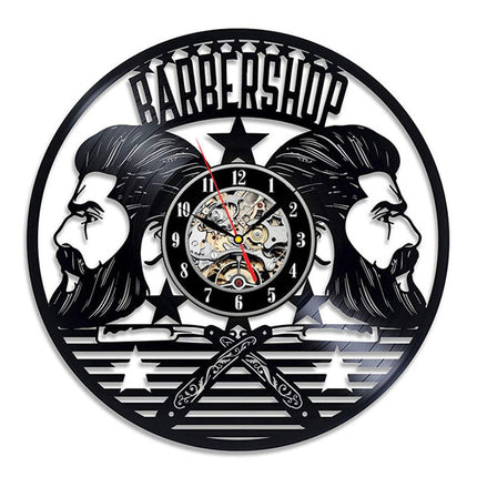 Schallplattenuhr für Friseursalon Barbershop Deko