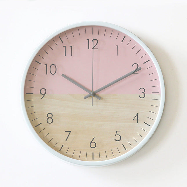 Wanduhr skandinavisch in Rosa und Gelb