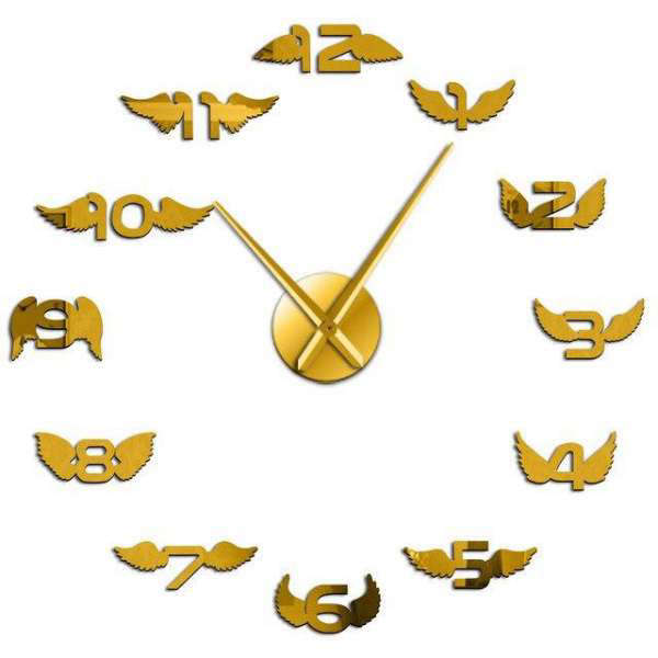 DIY Wanduhr mit Engelsflügel Zahlen