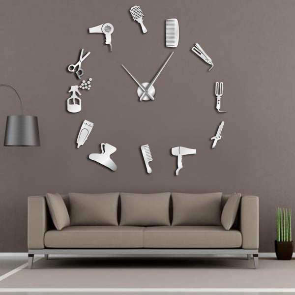 Wanduhr Wandtattoo für Friseur Salon