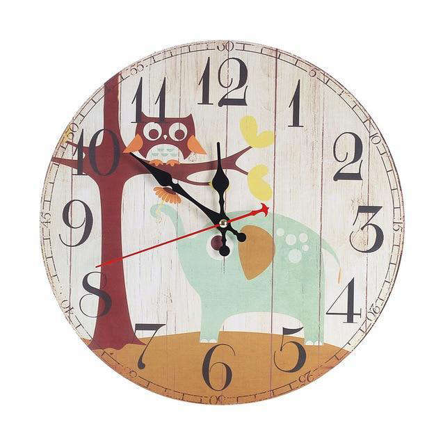 Retro Wanduhr für Kinderzimmer mit Eule