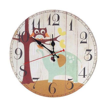Retro Wanduhr für Kinderzimmer mit Eule