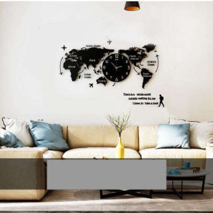 XXL Wandtattoo Uhr mit Weltkarte