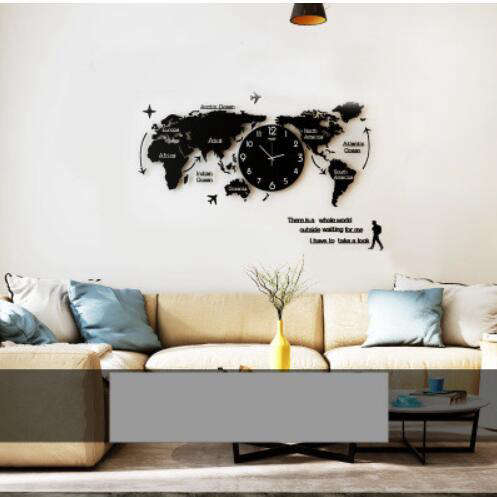 XXL Wandtattoo Uhr mit Weltkarte