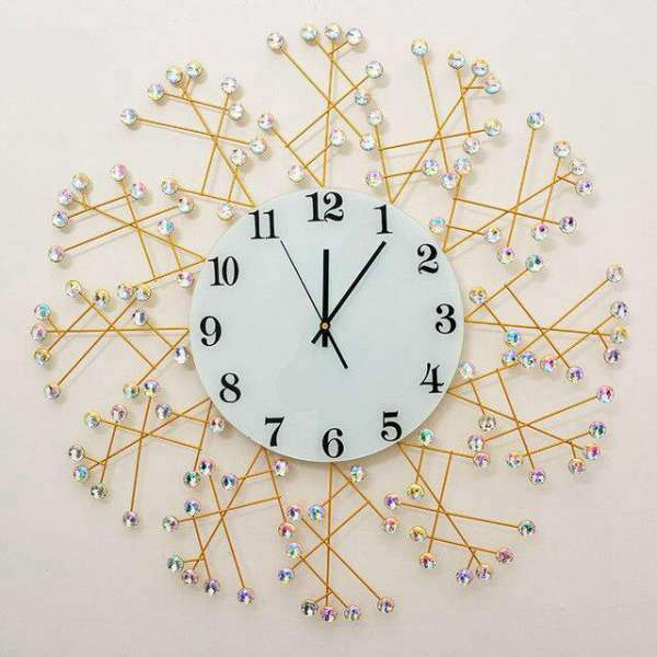 Große Designer Wanduhr mit Kristallen