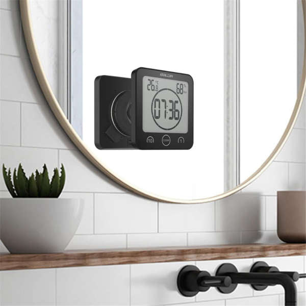 Digitale Baduhr mit Temperaturanzeige quadratisch