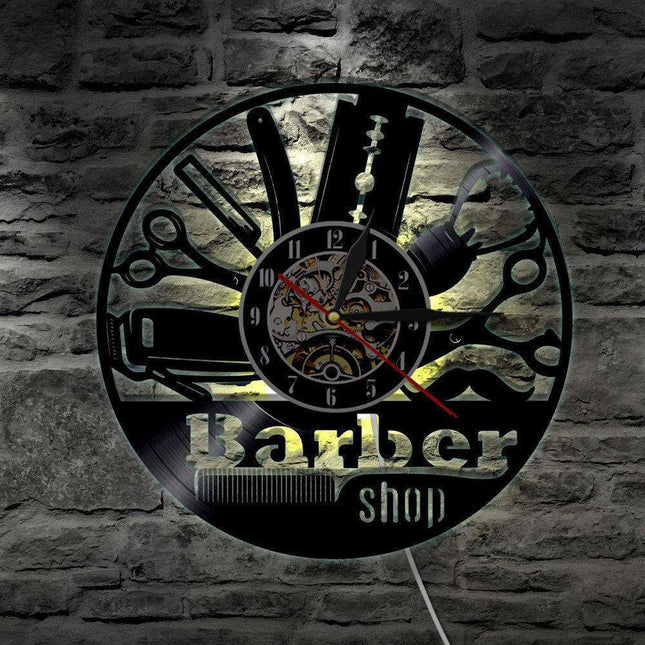 LED Wanduhr Barbershop Schallplatte Geschenk