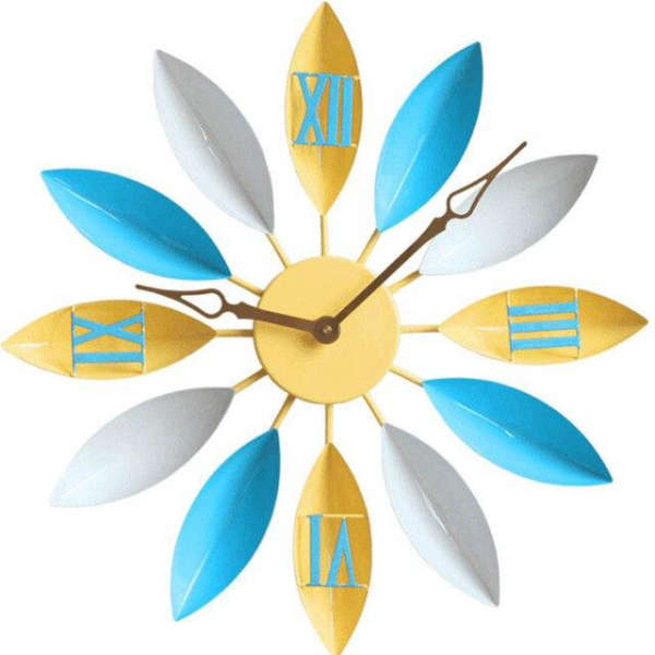 Moderne Designer Wanduhr Bunte Blütenblätter