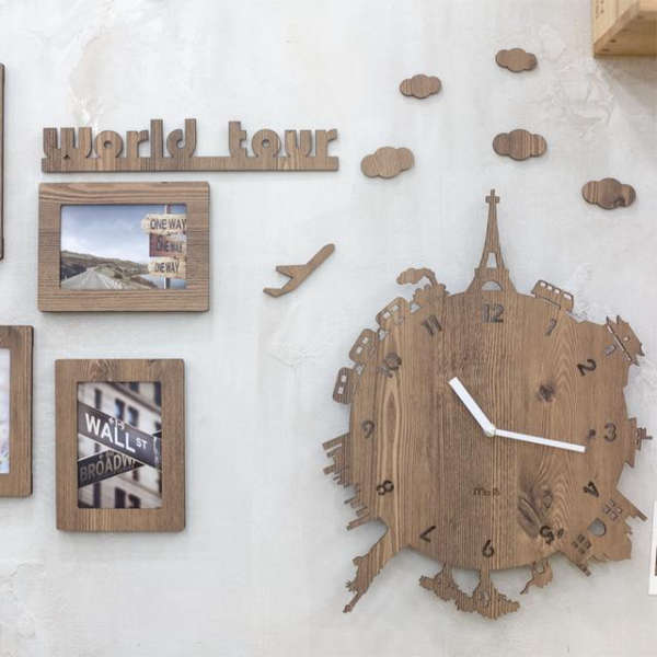 DIY Wanduhr Set Weltreise Design