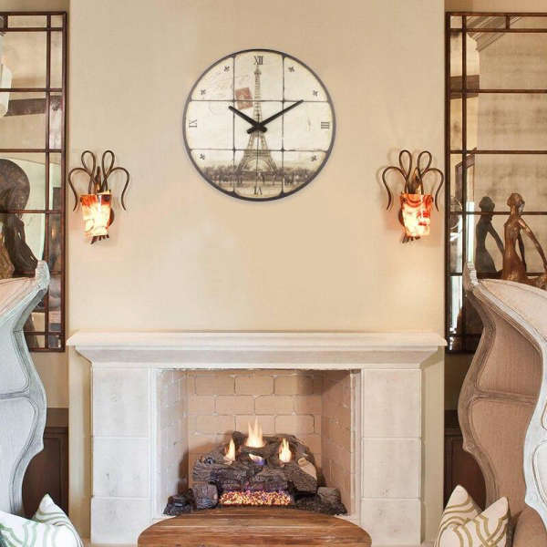 Vintage Wanduhr Paris Eiffelturm Retro Stil