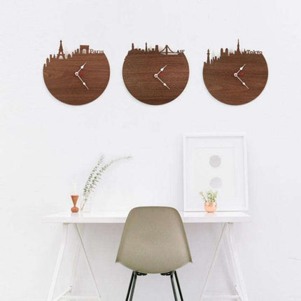 Designer Wanduhr aus Holz New York