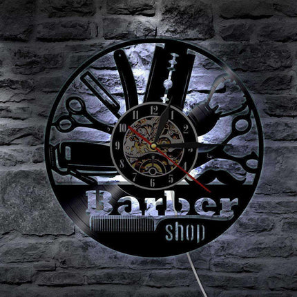 LED Wanduhr Barbershop Schallplatte Geschenk