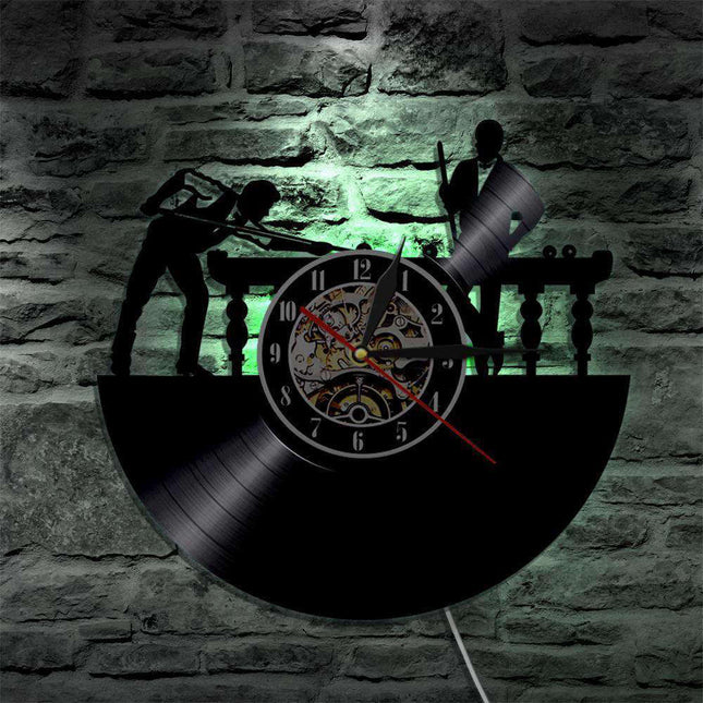 LED Wanduhr Schallplatte Billard Retro