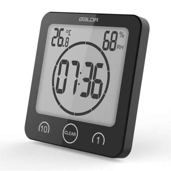Digitale Baduhr mit Temperaturanzeige quadratisch