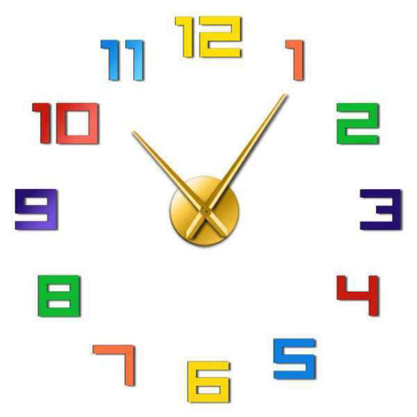 Bunte 3D Wanduhr Aufkleber Regenbogen