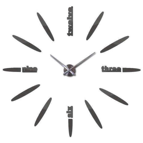 Rahmenlose Design Wanduhr mit Wörtern