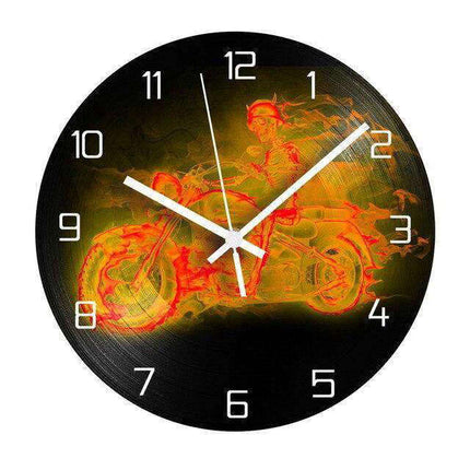 Wanduhr Motorrad in Flammen Design