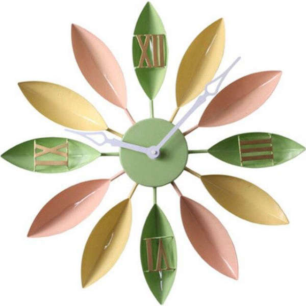 Moderne Designer Wanduhr Bunte Blütenblätter