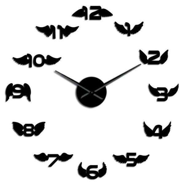 DIY Wanduhr mit Engelsflügel Zahlen