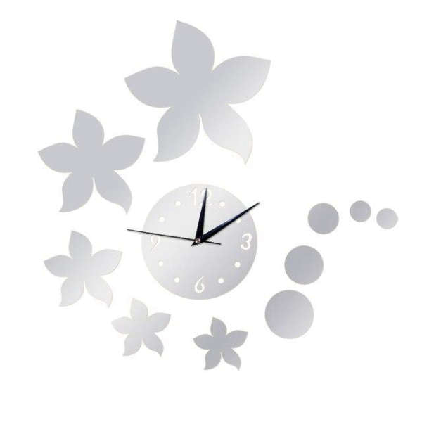 Moderne DIY Spiegel Wanduhr Blumen Design