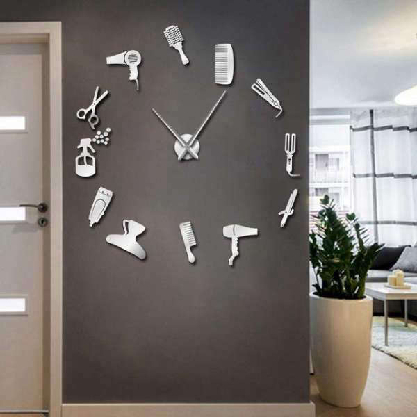 Wanduhr Wandtattoo für Friseur Salon