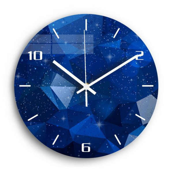 Leise Design Wanduhr Sternenhimmel blau