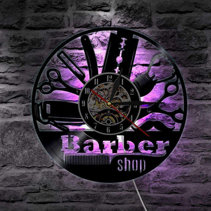 LED Wanduhr Barbershop Schallplatte Geschenk