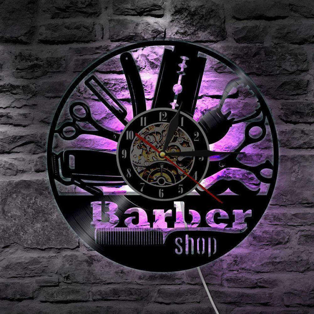 LED Wanduhr Barbershop Schallplatte Geschenk