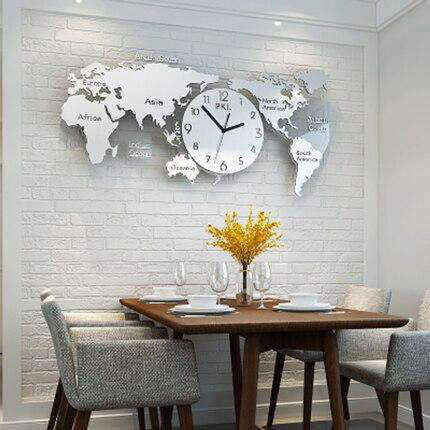 Moderne Wanduhr Weltkarte für Wohnzimmer