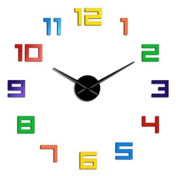 Bunte 3D Wanduhr Aufkleber DIY