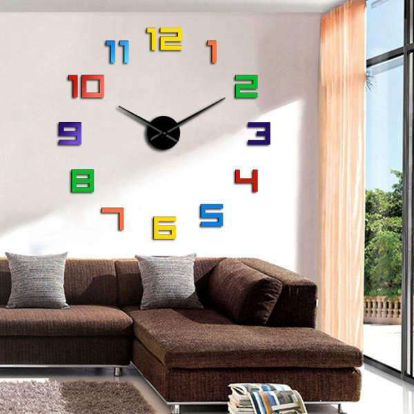 Bunte 3D Wanduhr Aufkleber DIY