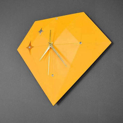 Geometrische Wanduhr in Diamantform schwarz