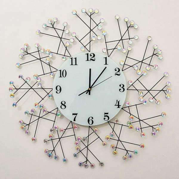 Große Designer Wanduhr mit Kristallen