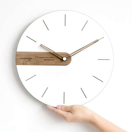 Minimalistische Design Wanduhr weiß Holz