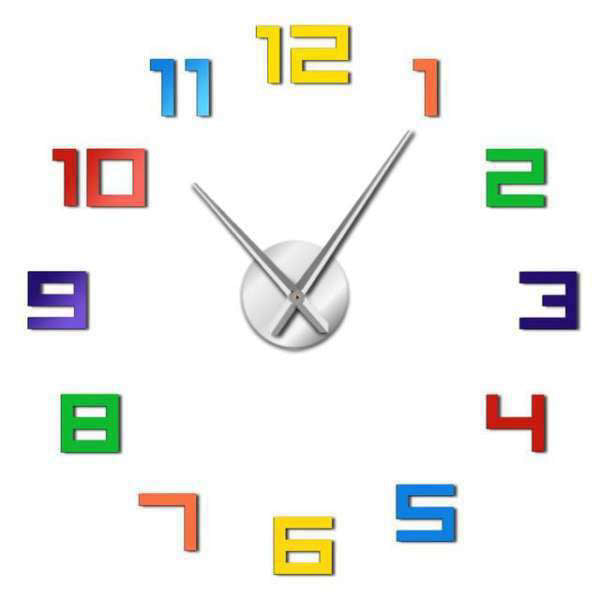 Bunte 3D Wanduhr Aufkleber Regenbogen
