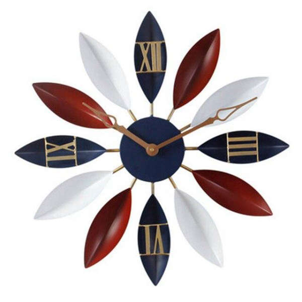 Moderne Designer Wanduhr Bunte Blütenblätter