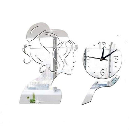 DIY Spiegel Wanduhr Frauengesicht Silhouette Design