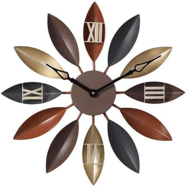 Moderne Designer Wanduhr Bunte Blütenblätter