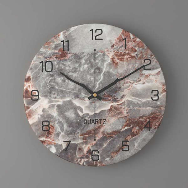 Design Wanduhr Marmoroptik mit Zeigern