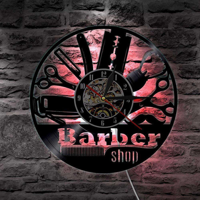 LED Wanduhr Barbershop Schallplatte Geschenk