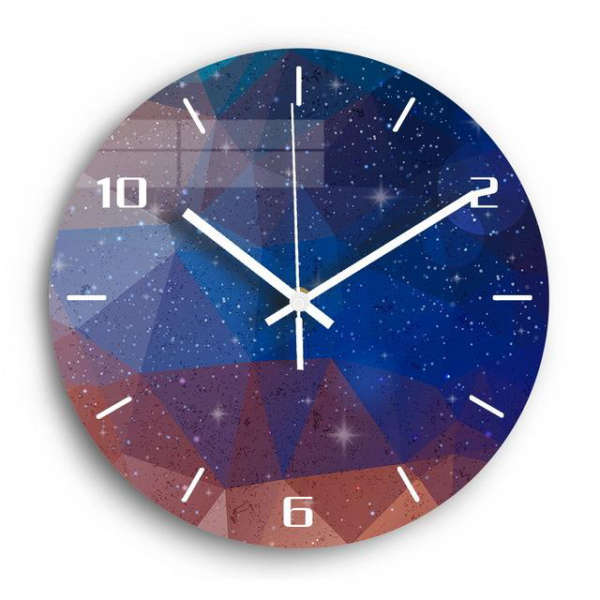 Leise Design Wanduhr Sternenhimmel blau