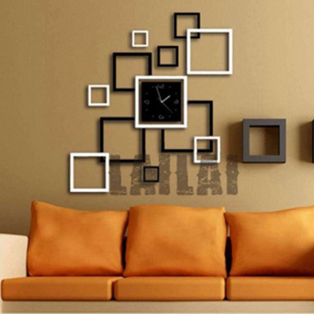 Große quadratische DIY Spiegel Wanduhr